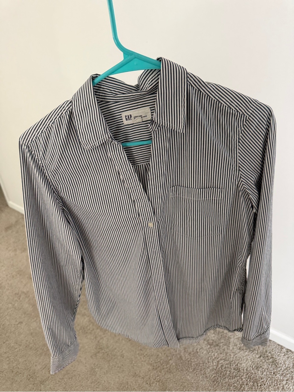 GAP Women's Black & White Pinstripe Button-Down Shirt